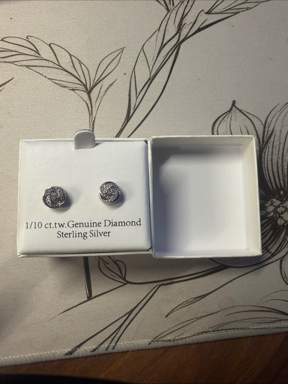 Sterling Silver Genuine Diamond Round Stud Earrings - White
